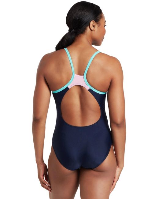 Zoggs Blue Cannon Strikeback Swimsuit - Navy/mint/pink