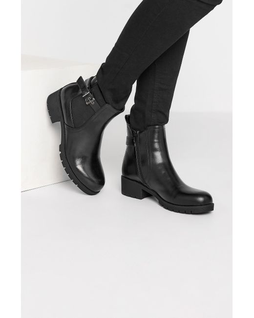 Long Tall Sally Black Buckle Ankle Boots