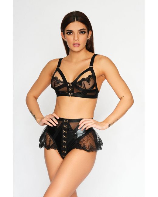 Ann Summers Black The Extrovert Crotchless Set