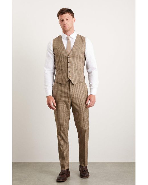 Burton Natural Slim Neutral Puppytooth Waistcoat for men