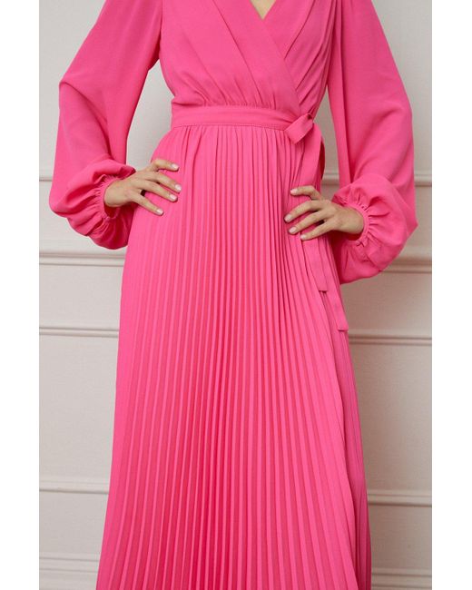 Wallis Pink Tall Pleated Wrap Maxi Dress