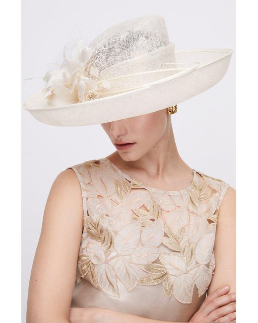 Coast White Premium Feather Flower Hat