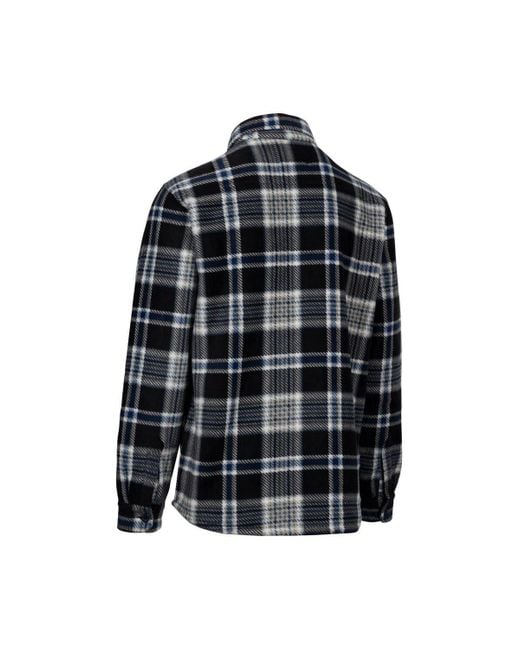 Trespass Black Checkley Checked Microfleece Shirt for men