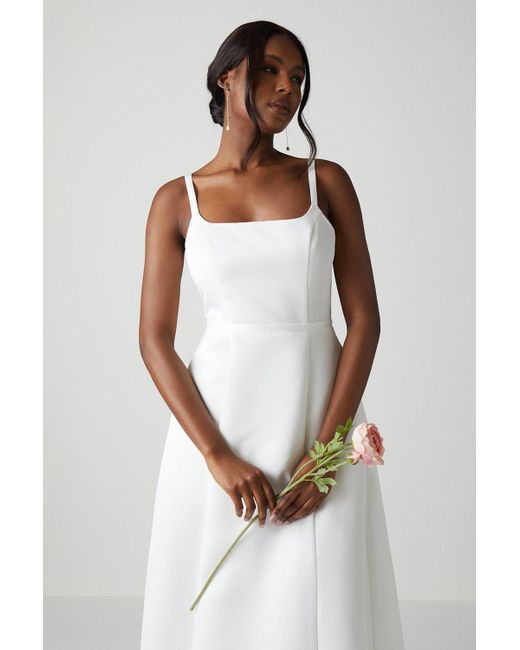 Coast White Structured Satin Corset Full Skirt Wedding Dress