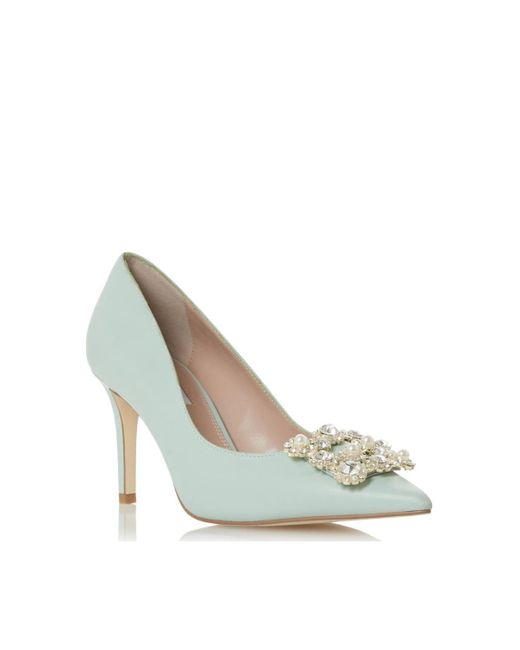 Dune White 'bettie Jl' Leather Court Shoes