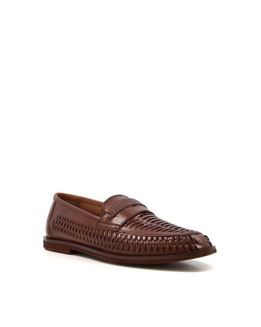 Dune Brown Wide Fit 'brighton Roc' Leather Loafers for men