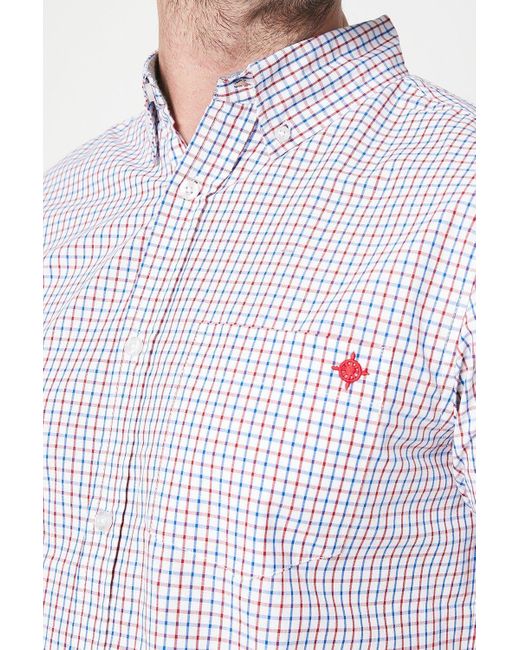 MAINE White Tattershall Check Short Sleeve Shirt for men