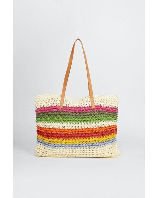 Oasis Multicolor Colourful Striped Shoulder Beach Bag