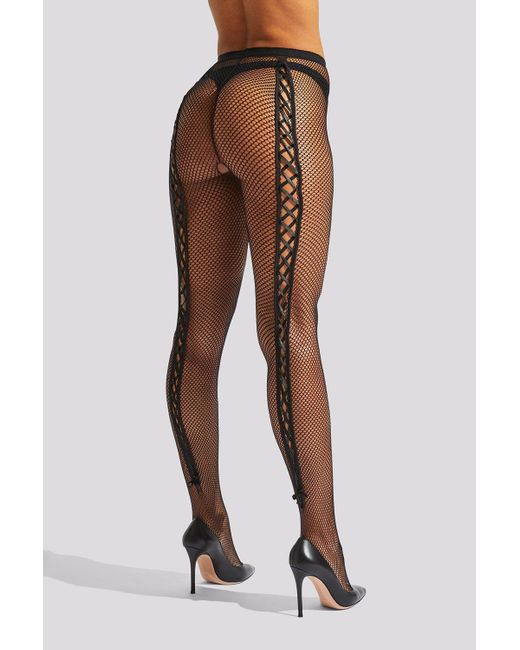 Ann Summers Brown Lace-up Back Fishnet Tights