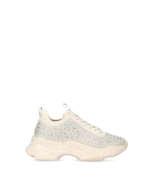 KG by Kurt Geiger White 'lila Knit Lace Up Bling' Fabric Trainers
