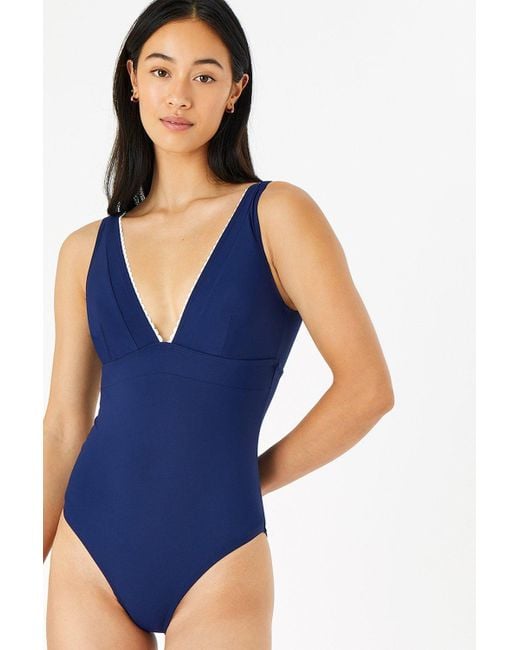 Accessorize Blue Trim 'lexi' Shaping Swimsuit