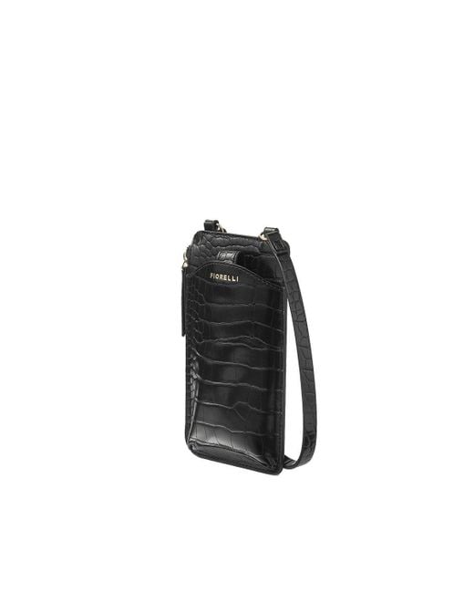 Fiorelli Black Aurora Phone Bag Croc
