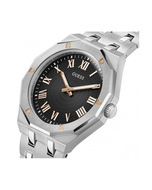 Guess Gray Asset Stainless Steel Fashion Analogue Quartz Watch - Gw0575g1 for men