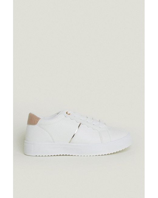 Oasis White Scallop Lace Up Trainer