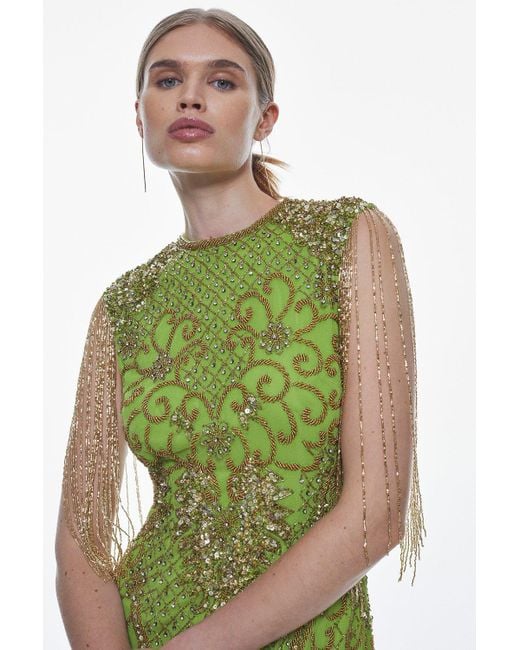 Karen Millen Green Petite Crystal Embellished Maxi Dress