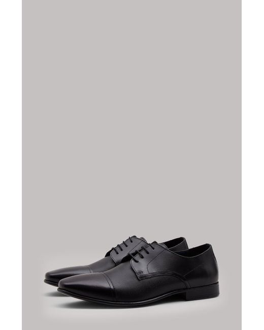 Burton Gray Black Leather Derby Shoes for men