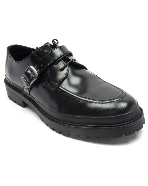 OFF THE HOOK Black 'harley' Lace With Buckle Leather Shoes for men