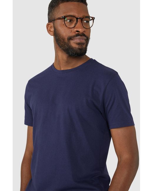 MAINE Blue Pure Cotton 7 Pack Crew Neck T-shirt for men