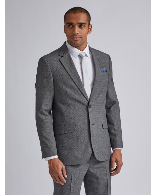 Burton Gray Grey Jaspe Check Tailored Fit Suit Jacket for men