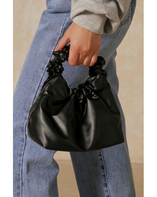 MissPap Blue Leather Look Ruched Handle Grab Bag