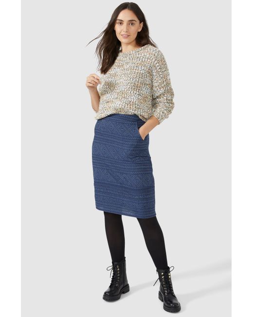 Mantaray Blue Criss Cross Jacquard Skirt