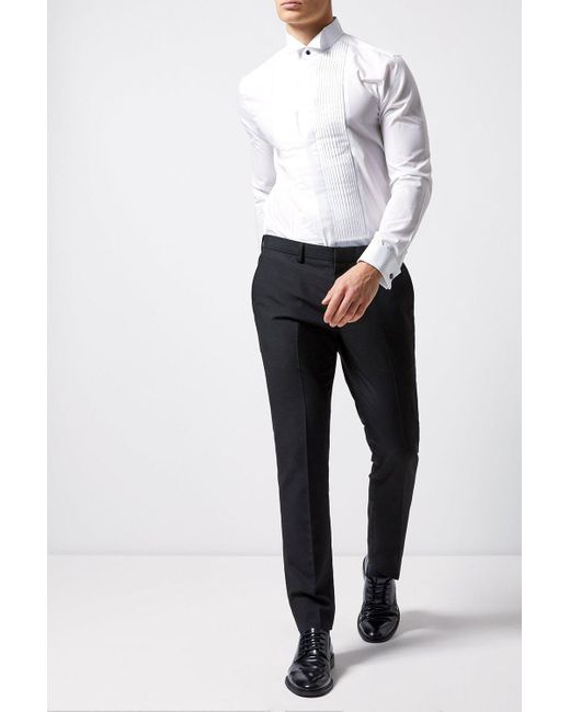 Burton White Slim Fit Marcella Bib Double Cuff Shirt for men