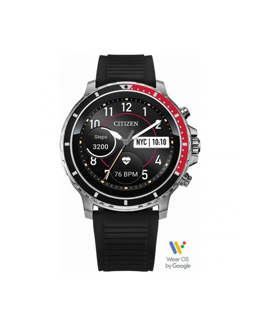 Citizen Black Cz Smart Stainless Steel Wear Os Watch Mx0000-07x for men