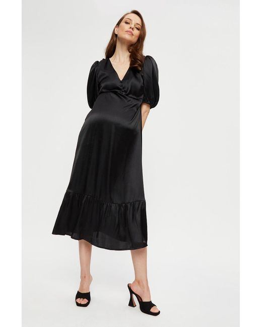Dorothy Perkins Maternity Black Button Front Midaxi Dress