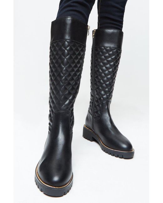 Dorothy Perkins Black Comfort Wide Fit Kinsley Quilted High Leg Boot