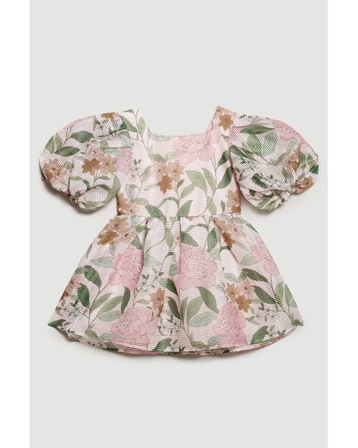 Oasis Natural Kids Puff Sleeve Floral Mini Dress