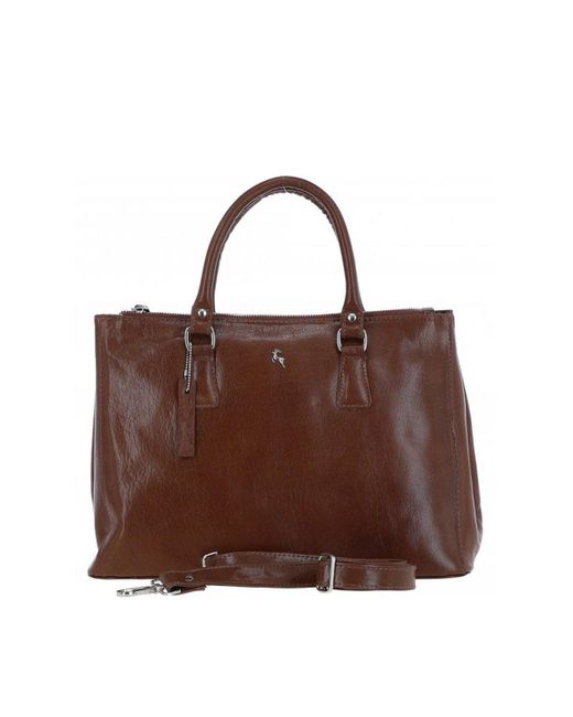 Ashwood Leather Brown 'lucido Tesoro' Three Section Real Leather Bag