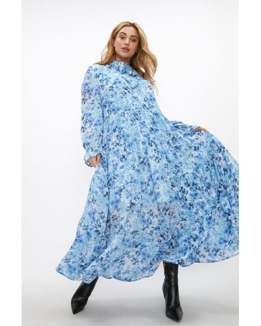Coast Blue Plus Size Clipped Pussybow Midi Dress