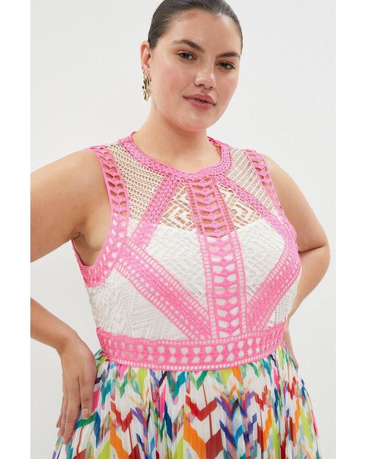 Coast Multicolor Plus Size Nick Grindrod Print Trim Midi Dress