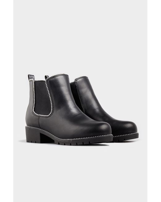 Yours Black Extra Wide Fit Studded Chelsea Boots