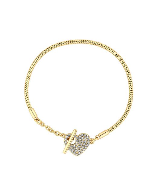 Jon Richard Purple Gold And Crystal Pave Heart Toggle Bracelet - Gift Boxed