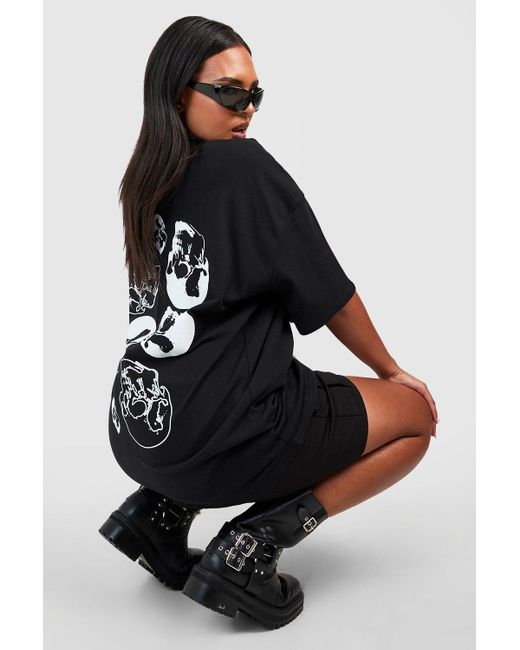 Boohoo Black Plus Halloween Skull Printed T-shirt