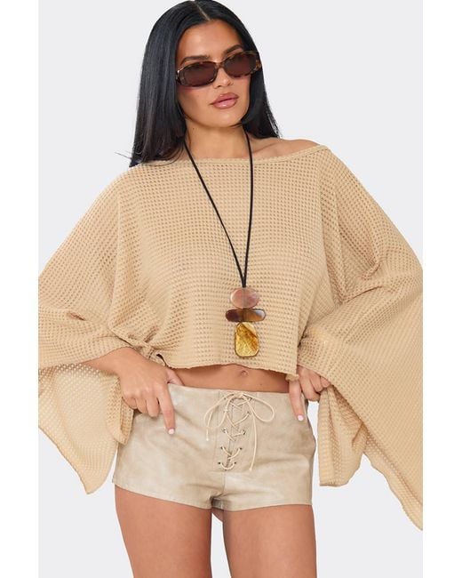 EGO Natural Lace Up Faux Leather Low Rise Shorts