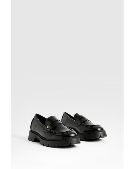 Boohoo Black Chunky Hardware Detail Loafers