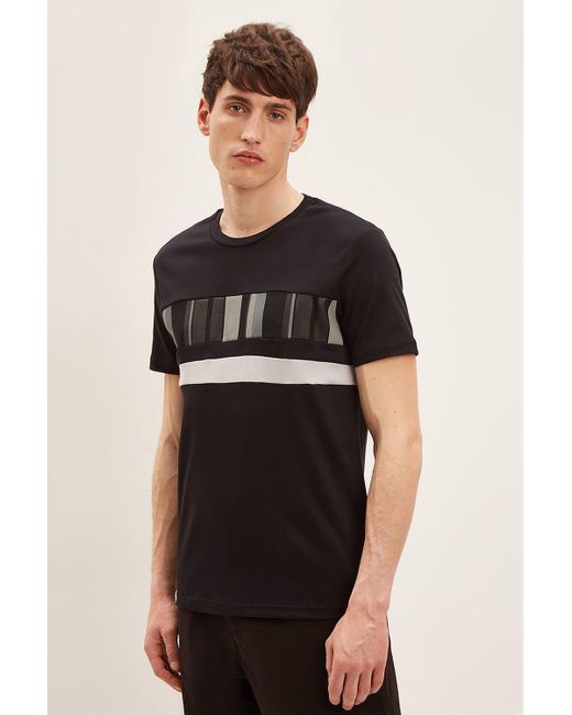 Burton Slim Fit Black Varied Stripe Block T-shirt for men