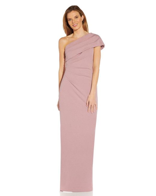Adrianna Papell Pink Knit Crepe One Shoulder Dress