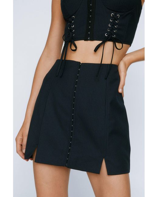 Nasty Gal Black Premium Lace Up Mini Skirt