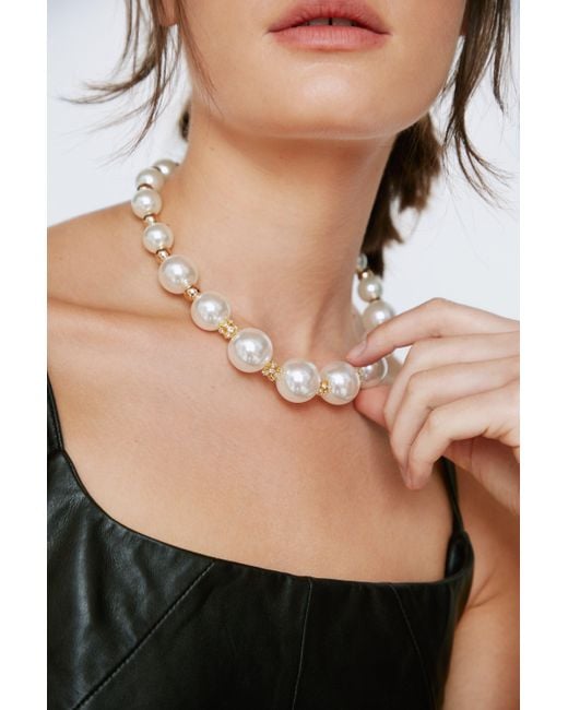 Nasty Gal Black Chunky Pearl Necklace