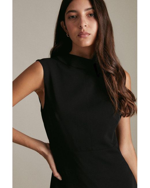 Karen Millen Black Soft Tailored High Low Midi Dress