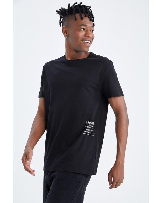 Defacto Regular Fit T-Shirt in Black für Herren