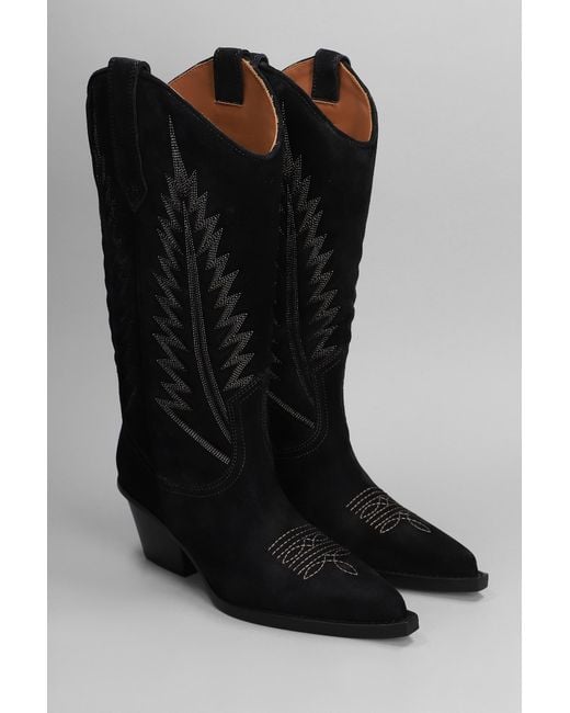 Stivali texani Rosario in Camoscio Nero di Paris Texas in Black