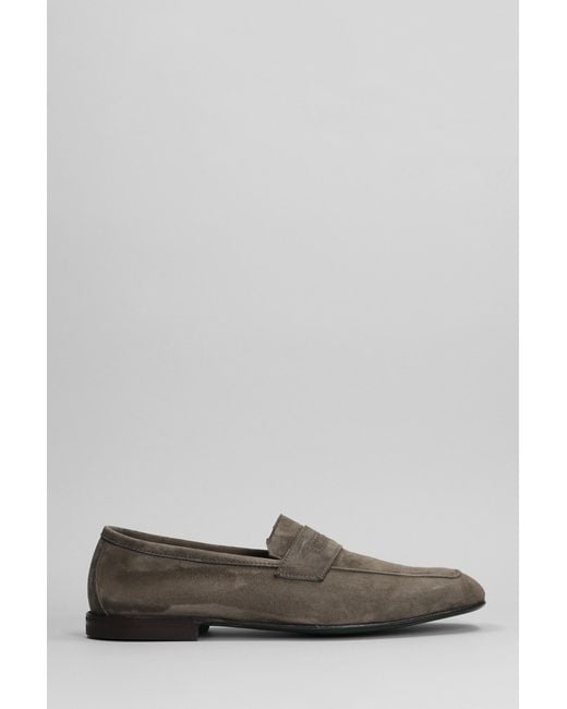 Green George Gray Loafers In Taupe Suede for men