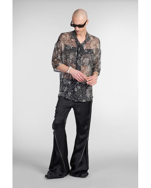 Pantalone Bolan banana in acetato Nero di Rick Owens in Black da Uomo