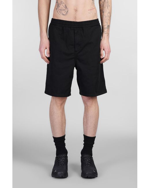 Shorts Flint Short in Cotone Nero di Carhartt in Black da Uomo