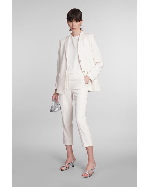 Theory White Pants In Beige Triacetate