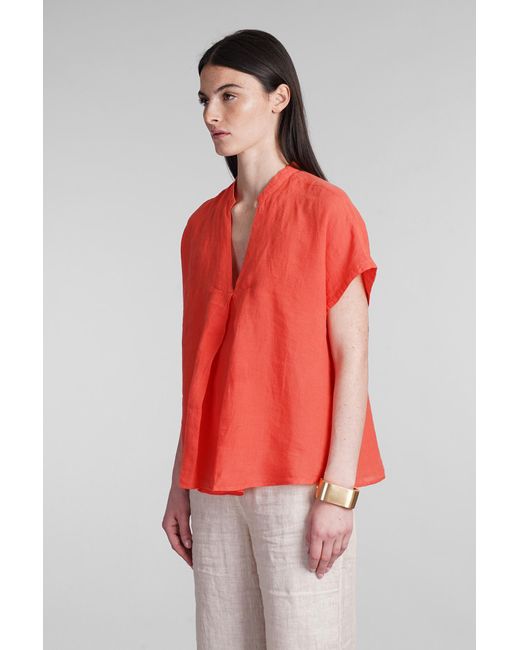 120 Blouse In Red Linen